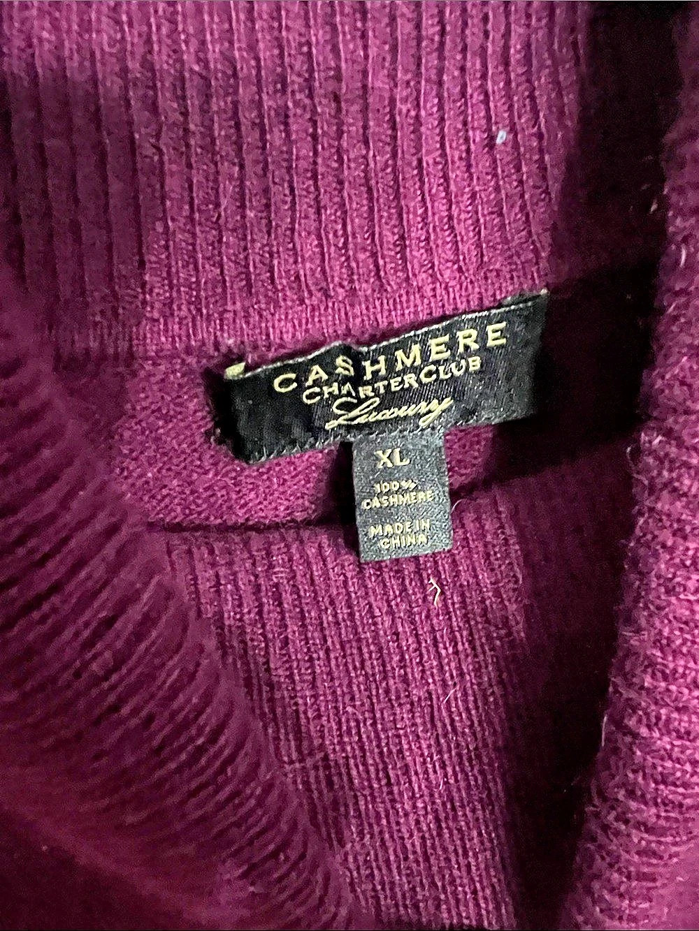 Cashmere Charter Club Cashmere Cowl Neck Sweater Purple XL - Picture 2 of 6